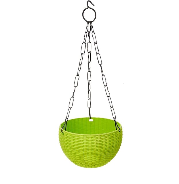 7 X 4.5 Inch Green Premium Euro Plastic Hanging Pot