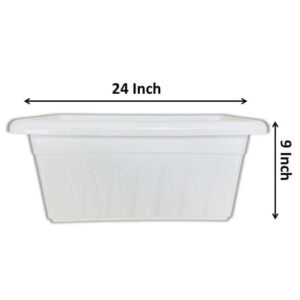 24 Inch White Premium Supreme Window Plastic Planter
