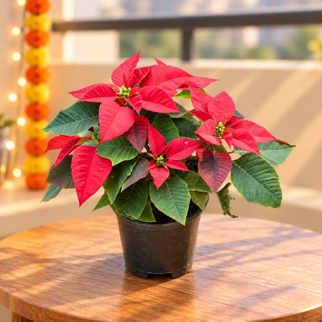 Poinsettia Plant In 6 Inch Pot -Indoor Plant